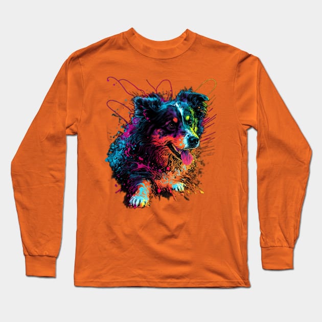 Totally Awesome 80s Dog Long Sleeve T-Shirt by Fuggity